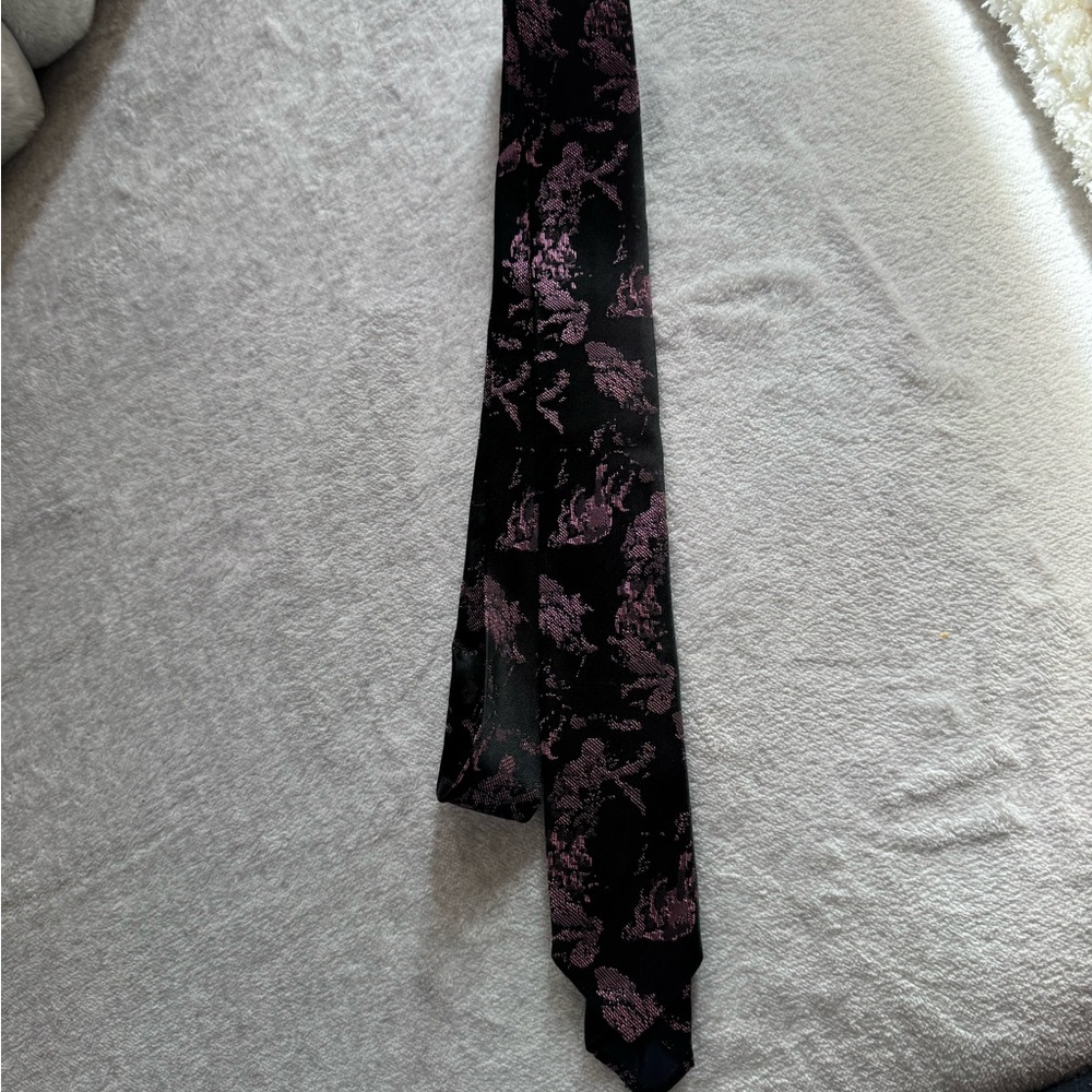 Expressions Black and Purple Floral Tie